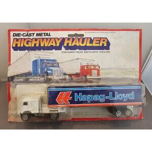 Vintage Diecast Metal Highway Hauler F601/1010-Hapag-Lloyd Semi Truck & Trailer